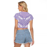 Lilac Mermaid Puakenikeni Maile Lei Raglan Cropped T Shirt