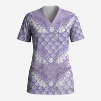Lilac Mermaid Puakenikeni Maile Lei Scrub Top
