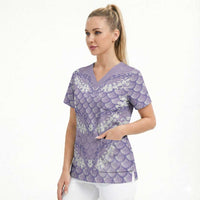 Lilac Mermaid Puakenikeni Maile Lei Scrub Top
