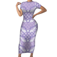 Lilac Mermaid Puakenikeni Maile Lei Short Sleeve Bodycon Dress