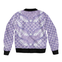 Lilac Mermaid Puakenikeni Maile Lei Sleeve Zip Bomber Jacket