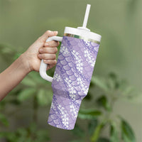 Lilac Mermaid Puakenikeni Maile Lei Tumbler With Handle
