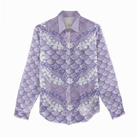 Lilac Mermaid Puakenikeni Maile Lei Women Casual Shirt