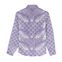 Lilac Mermaid Puakenikeni Maile Lei Women Casual Shirt