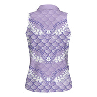 Lilac Mermaid Puakenikeni Maile Lei Women Sleeveless Polo Shirt