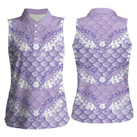 Lilac Mermaid Puakenikeni Maile Lei Women Sleeveless Polo Shirt