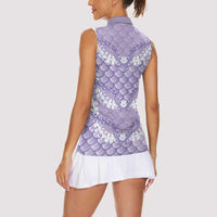 Lilac Mermaid Puakenikeni Maile Lei Women Sleeveless Polo Shirt