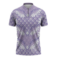 Lilac Mermaid Puakenikeni Maile Lei Zipper Polo Shirt