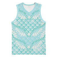 Light Turquoise Mermaid Puakenikeni Maile Lei Basketball Jersey