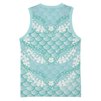 Light Turquoise Mermaid Puakenikeni Maile Lei Basketball Jersey