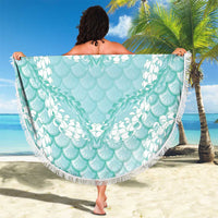 Light Turquoise Mermaid Puakenikeni Maile Lei Beach Blanket