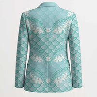 Light Turquoise Mermaid Puakenikeni Maile Lei Blazer