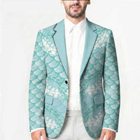 Light Turquoise Mermaid Puakenikeni Maile Lei Blazer