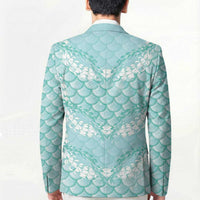 Light Turquoise Mermaid Puakenikeni Maile Lei Blazer