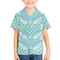 Light Turquoise Mermaid Puakenikeni Maile Lei Hawaiian Shirt