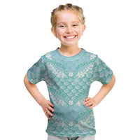 Light Turquoise Mermaid Puakenikeni Maile Lei Kid T Shirt