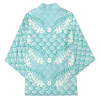 Light Turquoise Mermaid Puakenikeni Maile Lei Kimono
