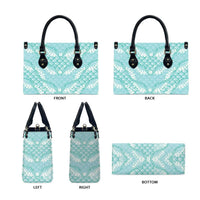 Light Turquoise Mermaid Puakenikeni Maile Lei Leather Bag LT01 - Polynesian Pride