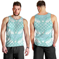 Light Turquoise Mermaid Puakenikeni Maile Lei Men Tank Top