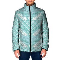 Light Turquoise Mermaid Puakenikeni Maile Lei Padded Jacket