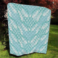 Light Turquoise Mermaid Puakenikeni Maile Lei Quilt