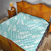 Light Turquoise Mermaid Puakenikeni Maile Lei Quilt