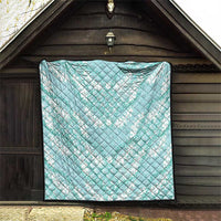 Light Turquoise Mermaid Puakenikeni Maile Lei Quilt