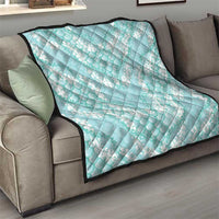 Light Turquoise Mermaid Puakenikeni Maile Lei Quilt