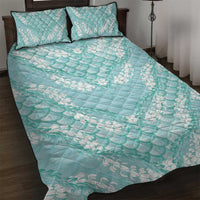 Light Turquoise Mermaid Puakenikeni Maile Lei Quilt Bed Set