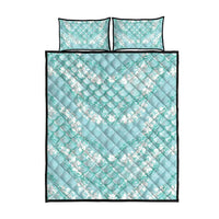 Light Turquoise Mermaid Puakenikeni Maile Lei Quilt Bed Set