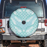 Light Turquoise Mermaid Puakenikeni Maile Lei Spare Tire Cover