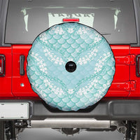 Light Turquoise Mermaid Puakenikeni Maile Lei Spare Tire Cover