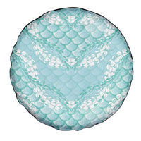 Light Turquoise Mermaid Puakenikeni Maile Lei Spare Tire Cover