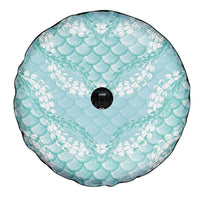 Light Turquoise Mermaid Puakenikeni Maile Lei Spare Tire Cover