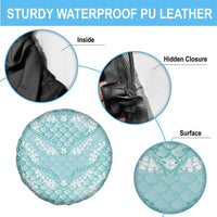 Light Turquoise Mermaid Puakenikeni Maile Lei Spare Tire Cover