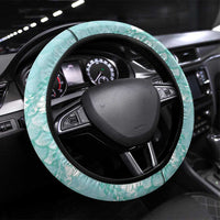 Light Turquoise Mermaid Puakenikeni Maile Lei Steering Wheel Cover