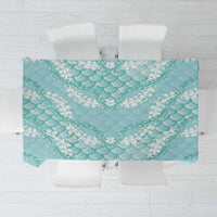 Light Turquoise Mermaid Puakenikeni Maile Lei Tablecloth