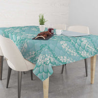 Light Turquoise Mermaid Puakenikeni Maile Lei Tablecloth