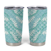 Light Turquoise Mermaid Puakenikeni Maile Lei Tumbler Cup