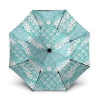 Light Turquoise Mermaid Puakenikeni Maile Lei Umbrella