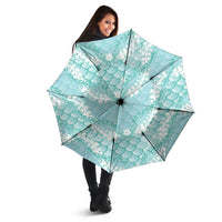 Light Turquoise Mermaid Puakenikeni Maile Lei Umbrella