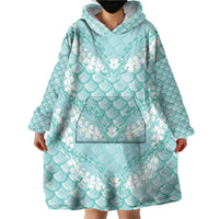 Light Turquoise Mermaid Puakenikeni Maile Lei Wearable Blanket Hoodie