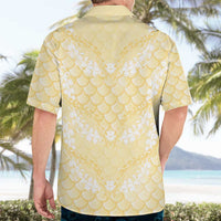 Pastel Yellow Mermaid Puakenikeni Maile Lei Hawaiian Shirt