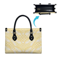 Pastel Yellow Mermaid Puakenikeni Maile Lei Leather Bag LT01 - Polynesian Pride