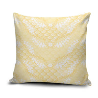 Pastel Yellow Mermaid Puakenikeni Maile Lei Pillow Cover