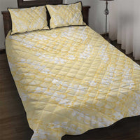 Pastel Yellow Mermaid Puakenikeni Maile Lei Quilt Bed Set