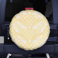 Pastel Yellow Mermaid Puakenikeni Maile Lei Spare Tire Cover LT01 No hole Yellow - Polynesian Pride