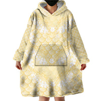 Pastel Yellow Mermaid Puakenikeni Maile Lei Wearable Blanket Hoodie