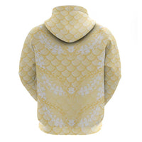 Pastel Yellow Mermaid Puakenikeni Maile Lei Zip Hoodie LT01 - Polynesian Pride
