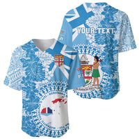 Personalised Fiji Day Baseball Jersey Fijian Map Hibiscus Tapa Pattern LT01 - Polynesian Pride